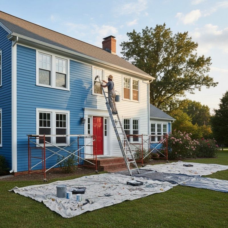 Blue Siding Installation